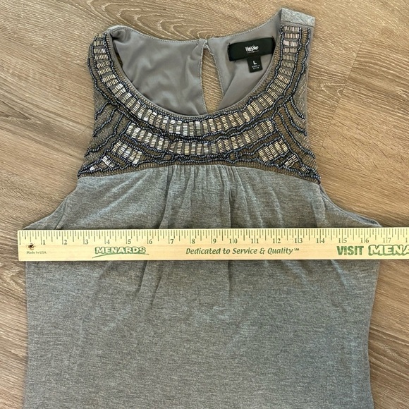 Mossimo Grey Beaded Tank Dress Bodycon Midi Length Boho Y2K Size L Festival​​ - Picture 9 of 10